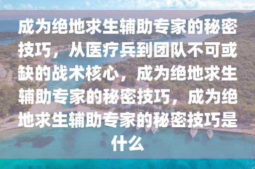 成为绝地求生辅助专家的秘密技巧，从医疗兵到团队不可或缺的战术核心，成为绝地求生辅助专家的秘密技巧，成为绝地求生辅助专家的秘密技巧是什么