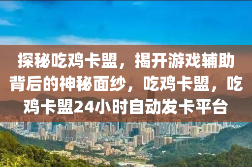 探秘吃鸡卡盟，揭开游戏辅助背后的神秘面纱，吃鸡卡盟，吃鸡卡盟24小时自动发卡平台