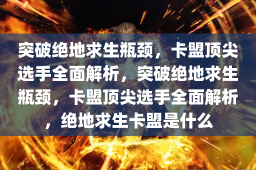 突破绝地求生瓶颈，卡盟顶尖选手全面解析，突破绝地求生瓶颈，卡盟顶尖选手全面解析，绝地求生卡盟是什么