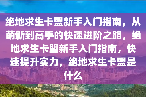 绝地求生卡盟新手入门指南，从萌新到高手的快速进阶之路，绝地求生卡盟新手入门指南，快速提升实力，绝地求生卡盟是什么