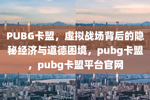 PUBG卡盟,虚拟战场背后的隐秘经济与道德困境,pubg卡盟,pubg卡盟平台官网