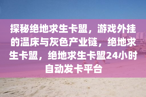 探秘绝地求生卡盟，游戏外挂的温床与灰色产业链，绝地求生卡盟，绝地求生卡盟24小时自动发卡平台