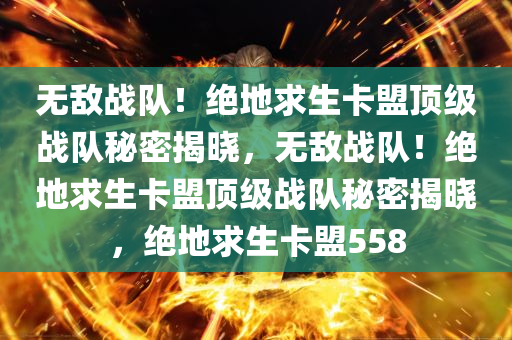 无敌战队！绝地求生卡盟顶级战队秘密揭晓，无敌战队！绝地求生卡盟顶级战队秘密揭晓，绝地求生卡盟558