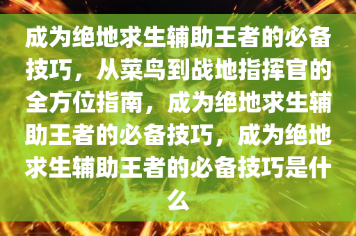 成为绝地求生辅助王者的必备技巧，从菜鸟到战地指挥官的全方位指南，成为绝地求生辅助王者的必备技巧，成为绝地求生辅助王者的必备技巧是什么