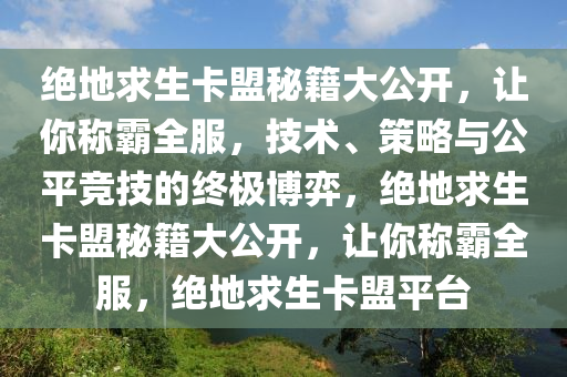 绝地求生卡盟秘籍大公开，让你称霸全服，技术、策略与公平竞技的终极博弈，绝地求生卡盟秘籍大公开，让你称霸全服，绝地求生卡盟平台