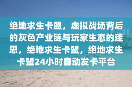 绝地求生卡盟，虚拟战场背后的灰色产业链与玩家生态的迷思，绝地求生卡盟，绝地求生卡盟24小时自动发卡平台