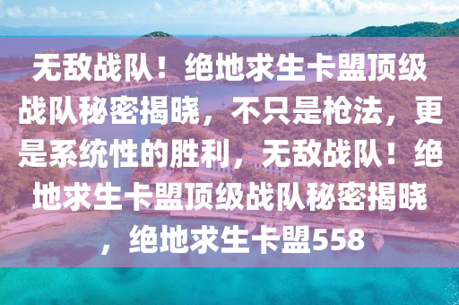无敌战队!绝地求生卡盟顶级战队秘密揭晓,不只是枪法,更是系统性的胜利,无敌战队!绝地求生卡盟顶级战队秘密揭晓,绝地求生卡盟558