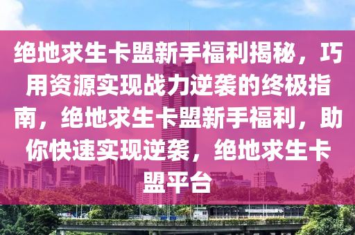 绝地求生卡盟新手福利揭秘，巧用资源实现战力逆袭的终极指南，绝地求生卡盟新手福利，助你快速实现逆袭，绝地求生卡盟平台