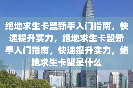 绝地求生卡盟新手入门指南，快速提升实力，绝地求生卡盟新手入门指南，快速提升实力，绝地求生卡盟是什么