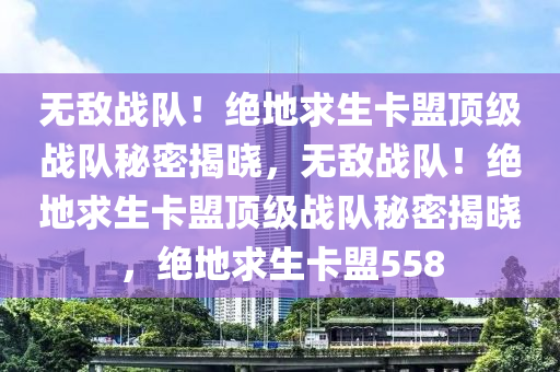 无敌战队！绝地求生卡盟顶级战队秘密揭晓，无敌战队！绝地求生卡盟顶级战队秘密揭晓，绝地求生卡盟558