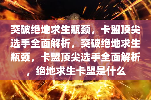 突破绝地求生瓶颈，卡盟顶尖选手全面解析，突破绝地求生瓶颈，卡盟顶尖选手全面解析，绝地求生卡盟是什么