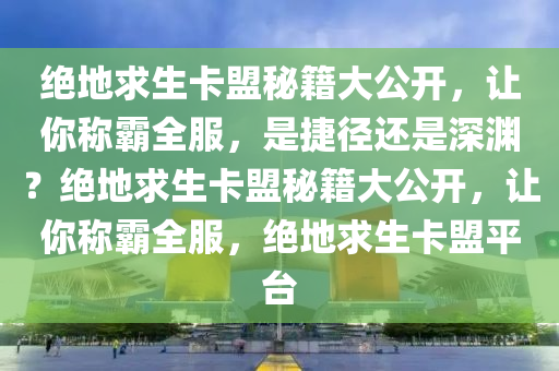 绝地求生卡盟秘籍大公开，让你称霸全服，是捷径还是深渊？绝地求生卡盟秘籍大公开，让你称霸全服，绝地求生卡盟平台