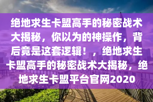 绝地求生卡盟高手的秘密战术大揭秘，你以为的神操作，背后竟是这套逻辑！，绝地求生卡盟高手的秘密战术大揭秘，绝地求生卡盟平台官网2020