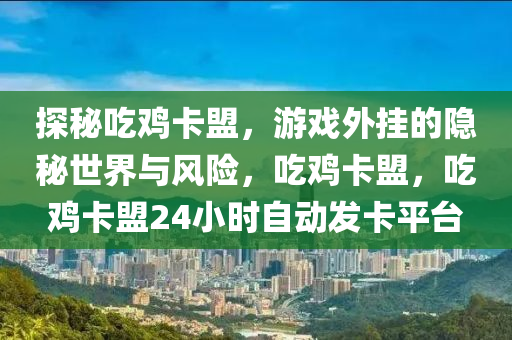 探秘吃鸡卡盟，游戏外挂的隐秘世界与风险，吃鸡卡盟，吃鸡卡盟24小时自动发卡平台