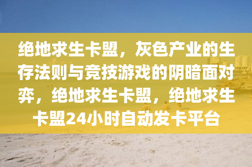 绝地求生卡盟，灰色产业的生存法则与竞技游戏的阴暗面对弈，绝地求生卡盟，绝地求生卡盟24小时自动发卡平台