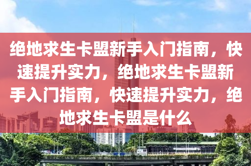 绝地求生卡盟新手入门指南，快速提升实力，绝地求生卡盟新手入门指南，快速提升实力，绝地求生卡盟是什么