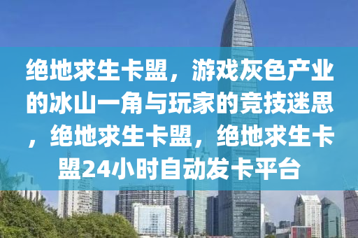 绝地求生卡盟,游戏灰色产业的冰山一角与玩家的竞技迷思,绝地求生卡盟,绝地求生卡盟24小时自动发卡平台