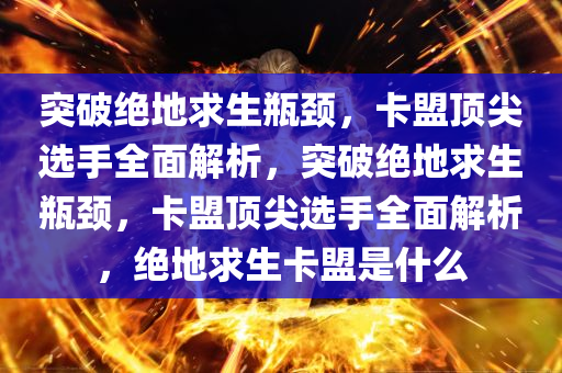 突破绝地求生瓶颈，卡盟顶尖选手全面解析，突破绝地求生瓶颈，卡盟顶尖选手全面解析，绝地求生卡盟是什么