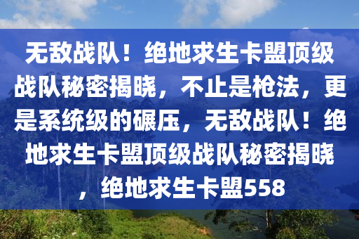 无敌战队！绝地求生卡盟顶级战队秘密揭晓，不止是枪法，更是系统级的碾压，无敌战队！绝地求生卡盟顶级战队秘密揭晓，绝地求生卡盟558