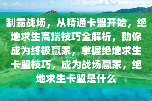 制霸战场,从精通卡盟开始,绝地求生高端技巧全解析,助你成为终极赢家,掌握绝地求生卡盟技巧,成为战场赢家,绝地求生卡盟是什么
