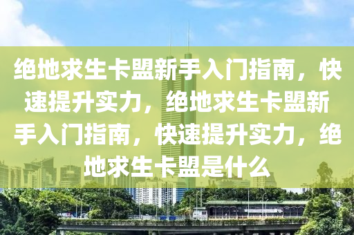 绝地求生卡盟新手入门指南，快速提升实力，绝地求生卡盟新手入门指南，快速提升实力，绝地求生卡盟是什么