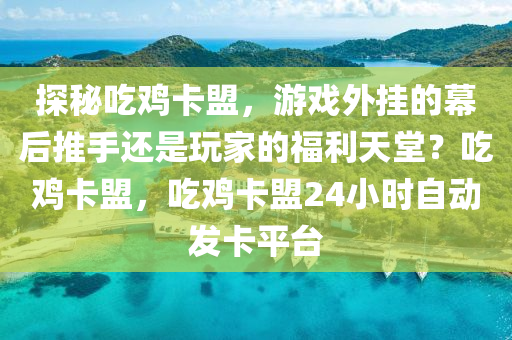 探秘吃鸡卡盟，游戏外挂的幕后推手还是玩家的福利天堂？吃鸡卡盟，吃鸡卡盟24小时自动发卡平台
