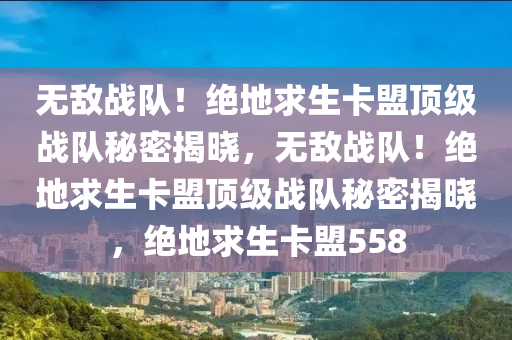 无敌战队!绝地求生卡盟顶级战队秘密揭晓,无敌战队!绝地求生卡盟顶级战队秘密揭晓,绝地求生卡盟558