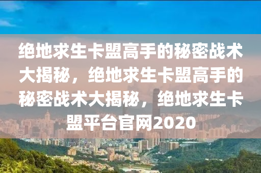绝地求生卡盟高手的秘密战术大揭秘，绝地求生卡盟高手的秘密战术大揭秘，绝地求生卡盟平台官网2020