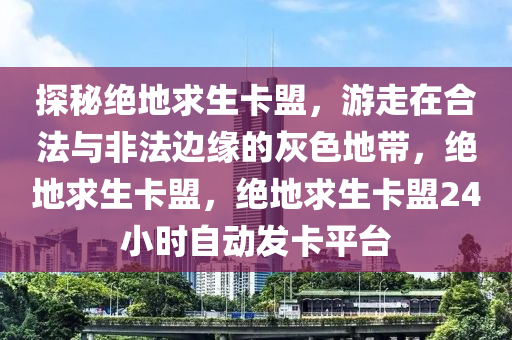 探秘绝地求生卡盟，游走在合法与非法边缘的灰色地带，绝地求生卡盟，绝地求生卡盟24小时自动发卡平台