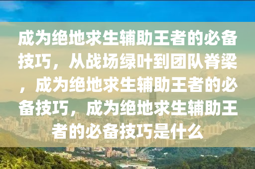 成为绝地求生辅助王者的必备技巧，从战场绿叶到团队脊梁，成为绝地求生辅助王者的必备技巧，成为绝地求生辅助王者的必备技巧是什么